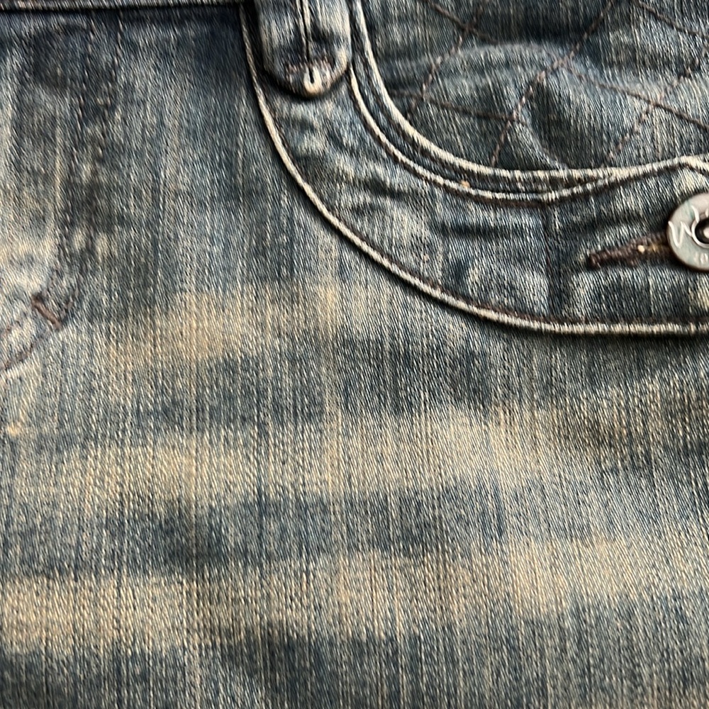 Wrap London Funky Denim Jeans with Light Tan at Top, Size 6 - Picture 13 of 16